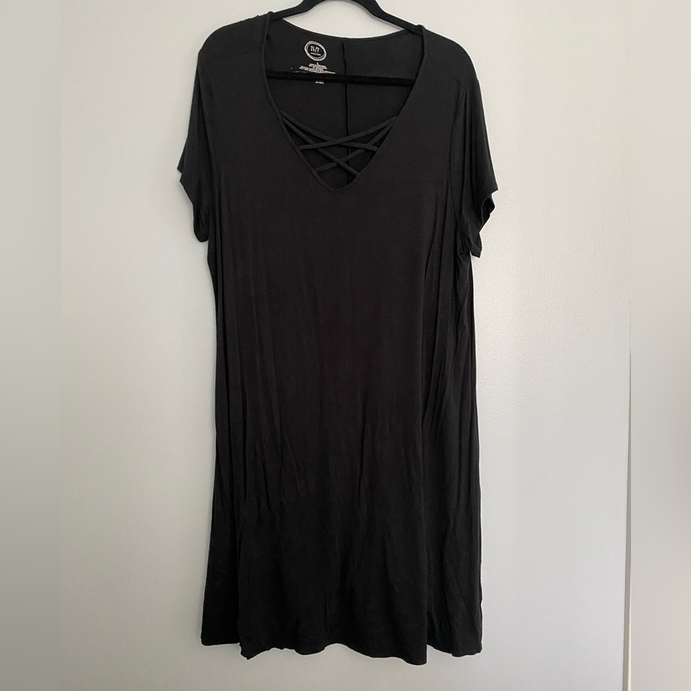 maurices 24/7 lattice neck tshirt dress